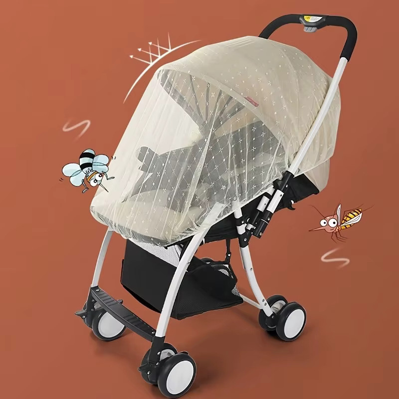 Moskitonetz Schutz Abdeckung für Baby und Kinderwagen in Weiß - Bild 2