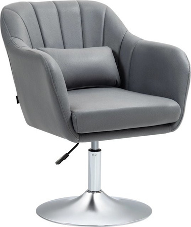 HOMCOM Loungesessel mit Armlehnen und Lendenkissen in Dunkelgrau, moderner Drehsessel mit Metallrahmen für Wohnzimmer und Schlafzimmer, B/T/H: 79 x 60 x 60 cm