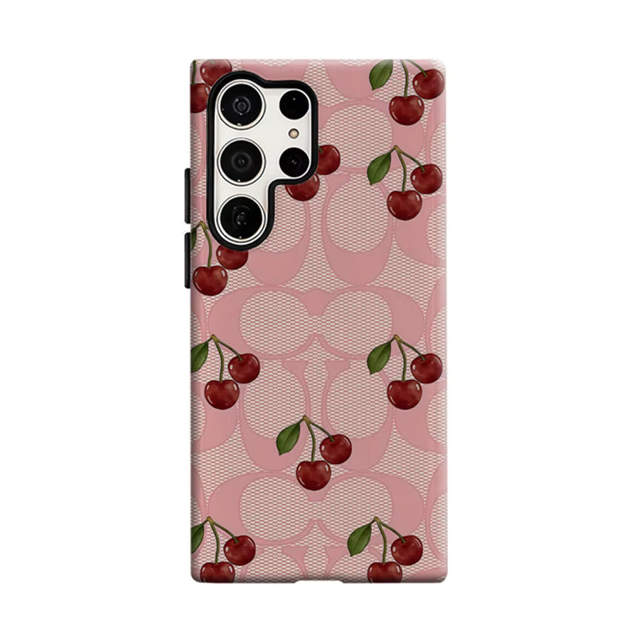 Aurbe Handyhülle für Samsung Galaxy S26 S25 S24 S23 Ultra Plus mit Rosa Mesh Kirsche Design und HD Hartplastik Doppelschicht-Folie Cover - Bild 6