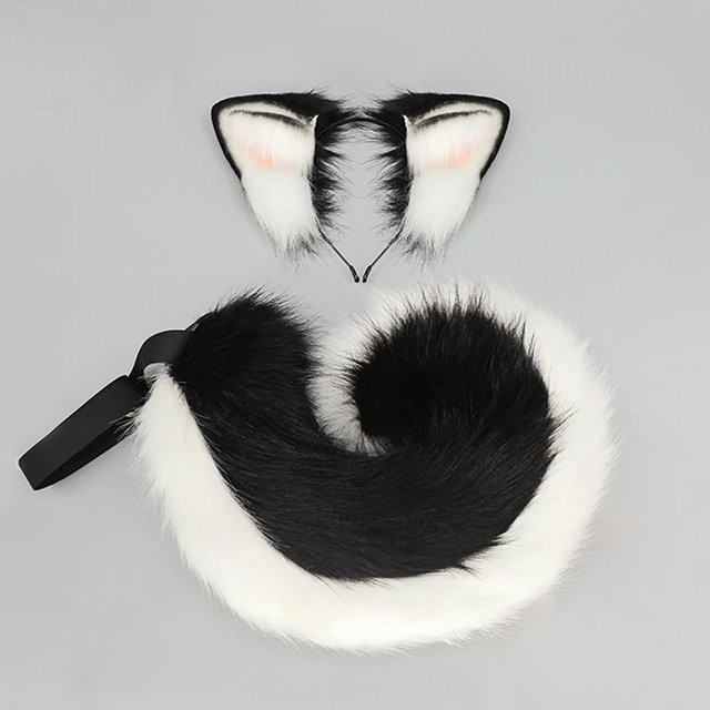 YIRAN Anime Hundeohren-Stirnband und Schwanz, 2-teiliges Set, Plüsch / Textil, Bunt / Mehrfarbig - Bild 1