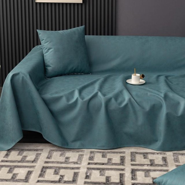 Wasserdichtes Sofatuch aus Kunstleder und Polyester, kratzfestes und urinresistentes Sofabezug-Set für Herbst und Winter, Farbe: Petrol, B/T: 210 x 180 cm - Bild 1