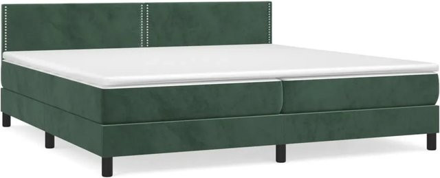 vidaXL Boxspringbett mit Matratze in Dunkelgrün aus Samt, Hybrid-Modell mit Taschenfederkern, B/T: 200 x 200 cm - Bild 1