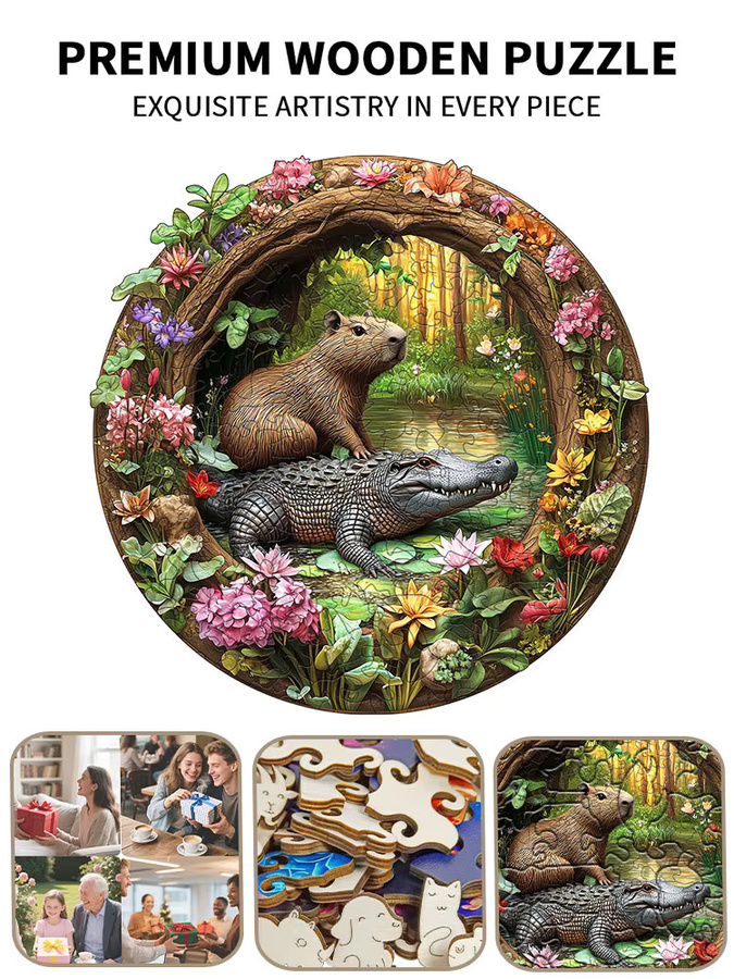 Supretty Capybara & Krokodil Holzpuzzle, Tiere - Bild 6
