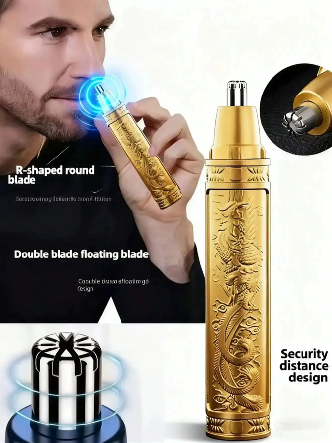 Ohr- und Nasenhaarschneider für Herren, gold, batteriebetrieben - Bild 4