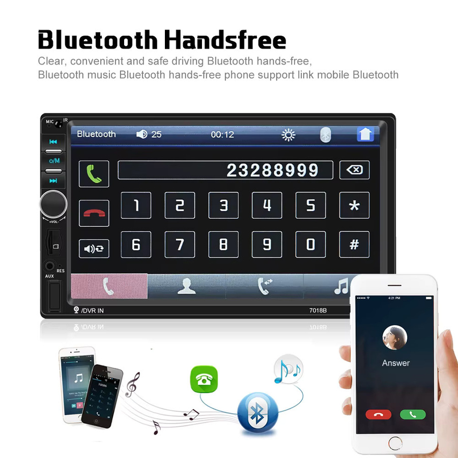 Podofo 2DIN Autoradio mit 7 Zoll Display, Bluetooth, Mirrorlink und EQ Multimedia Player in Schwarz - Bild 2