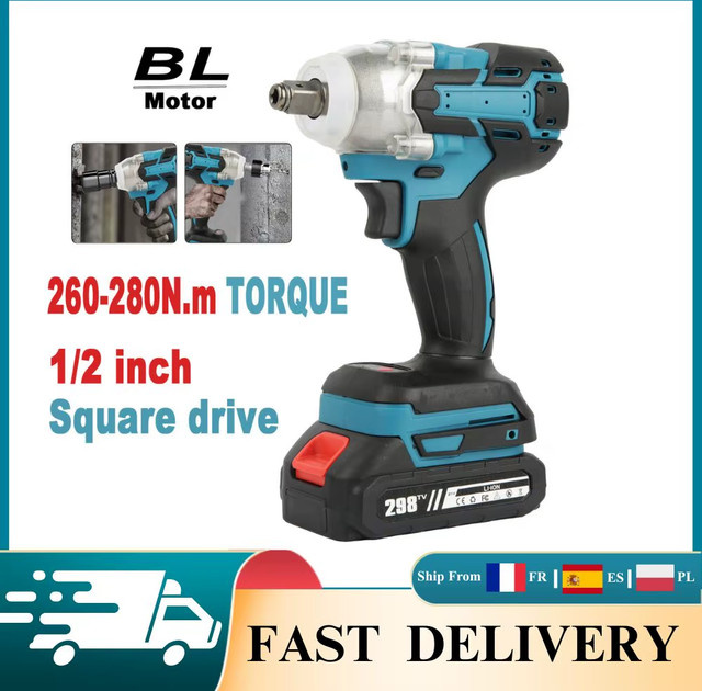 Anancyi 21V Akku-Schlagschrauber mit bürstenlosem Motor, Blau, inklusive 2 x 4,0Ah Akkus, Schnellladegerät und Aufbewahrungskoffer, 1/2 Zoll - Bild 1