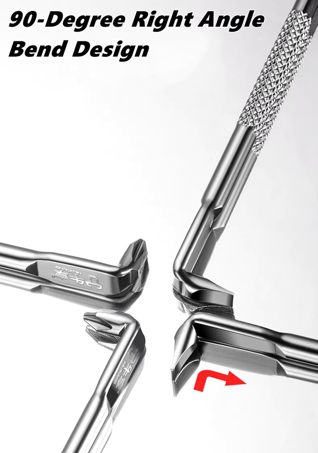 L-förmiger Doppelkopf-Schraubendreher mit hohem Drehmoment in Silber, magnetischer Mini-Winkel-Schraubendreher für Kreuzschlitz und Schlitz - Bild 4