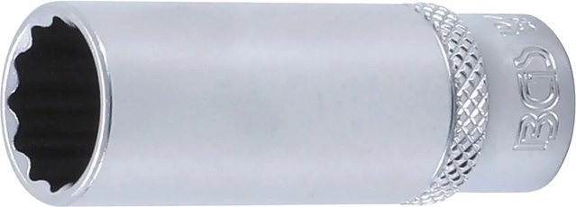 BGS Steckschlüssel Einsatz Zwölfkant Tief 1/4 Zoll Antrieb SW 13 mm Silber - Bild 1