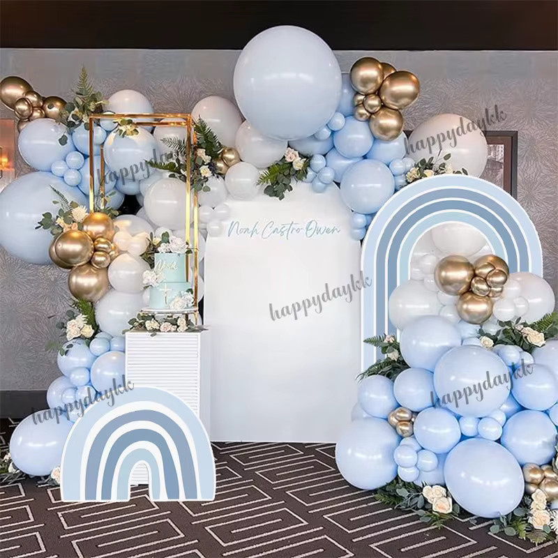 Regenbogen Bogen Schaumstoffplatte im Boho-Stil für Geburtstage und Hochzeiten, Mehrfarbig (Beige, Blau, Khaki), Höhe: 170 cm - Bild 2