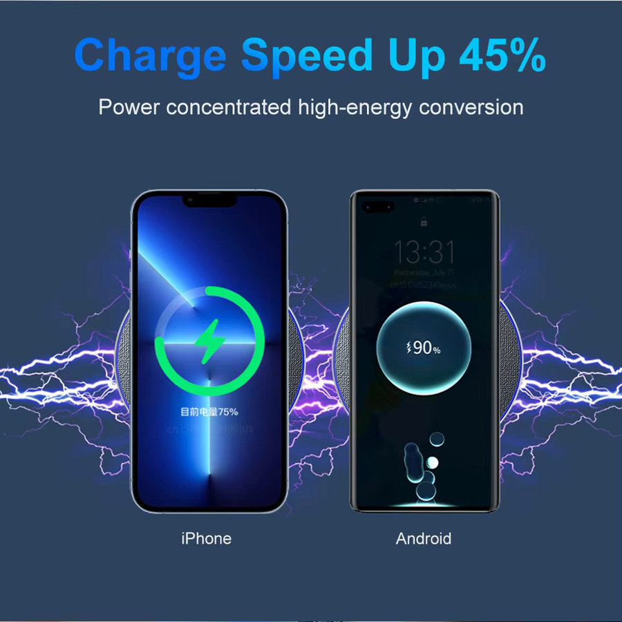 raugee Ultradünne kabellose Induktions-Ladestation für Samsung Galaxy S25 S24 S23 und iPhone 16 15 14 Pro Max in Schwarz und Grau - Bild 4