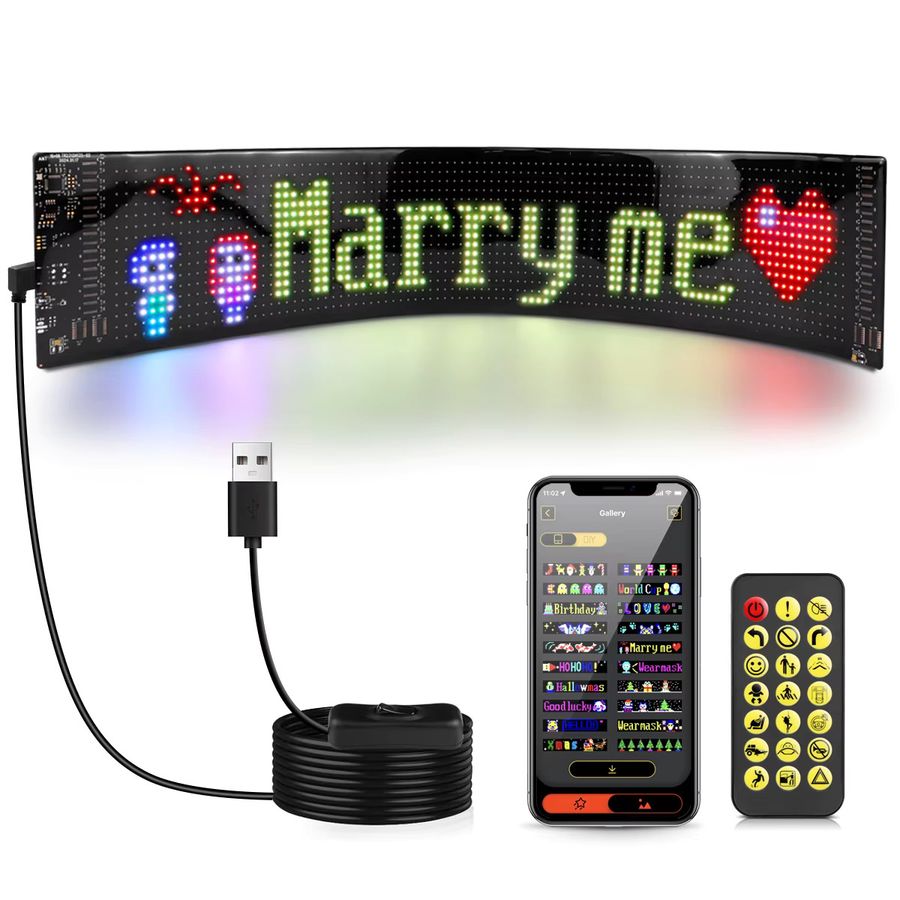 Gyarfas Smart Pixel LED Werbeschild mit BT APP Steuerung und USB 5V für Text, Bilder und Animationen - Bild 7