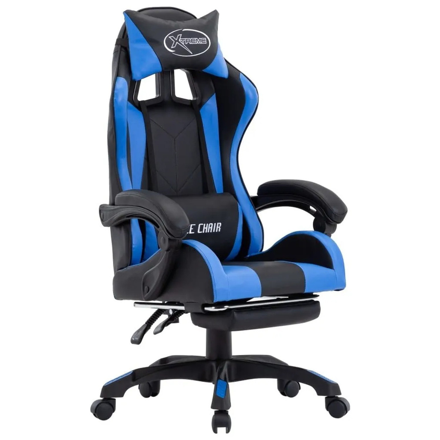 vidaXL Gaming-Stuhl mit Fußstütze in Blau-Schwarz aus Kunstleder - Bild 2
