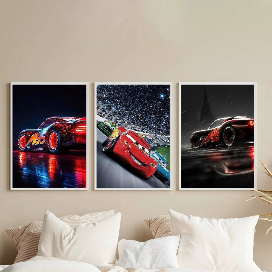 Disney Lightning McQueen 95 Wandaufkleber, roter selbstklebender Poster-Druck für Kinder, rechteckig - Bild 2