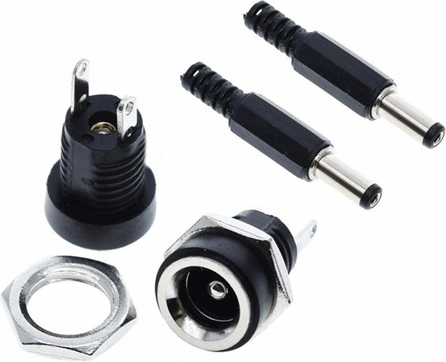 Si Tai&SH DC-Stromadapter Set DC-022B mit 5 Paar Buchse-Stecker Verbindungen in Schwarz, 2,1 x 5,5 mm - Bild 1