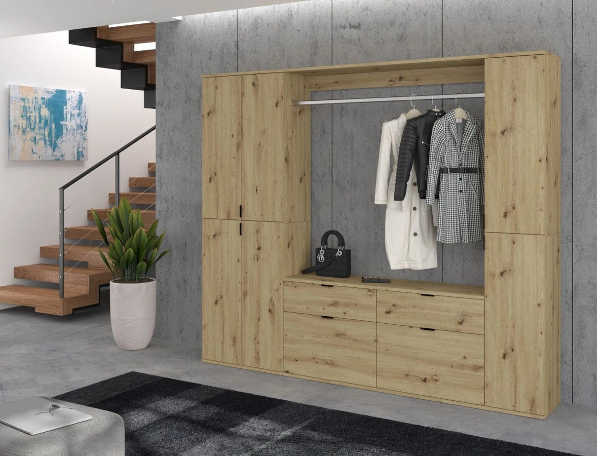 Inn.Furn Garderobenschrank Line-Up in Eiche, Breite: 61 cm, Höhe: 193 cm, mit flexibler Inneneinteilung und Hosenregal - Bild 2