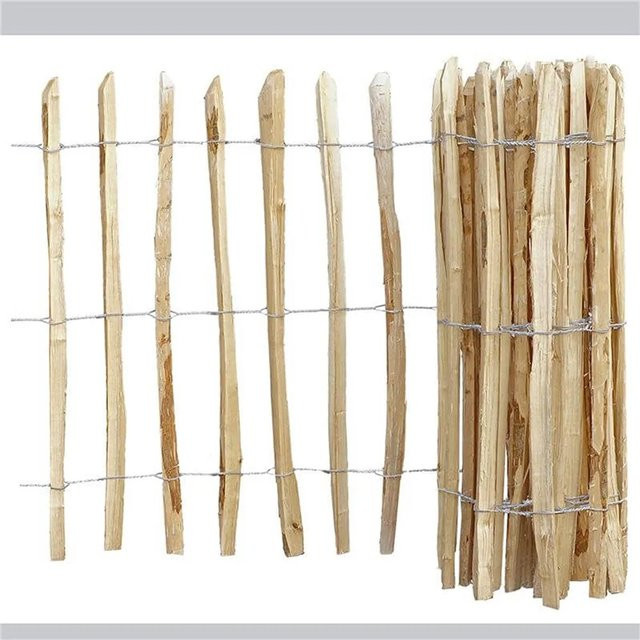 Noor Palisadenzaun aus Haselnuss Holz in Braun, unbehandelt, B/H: 5 x 0,9 m, Staketendurchmesser: 3-5 cm - Bild 1