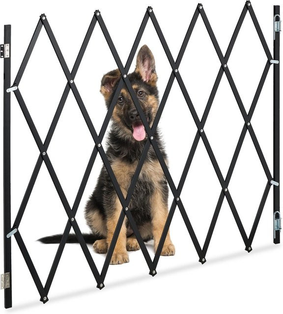 Relaxdays Ausziehbarer Hundeabsperrgitter aus Bambus und Eisen in Schwarz, B/T/H: 87,5 x 17 x 130 cm - Bild 1