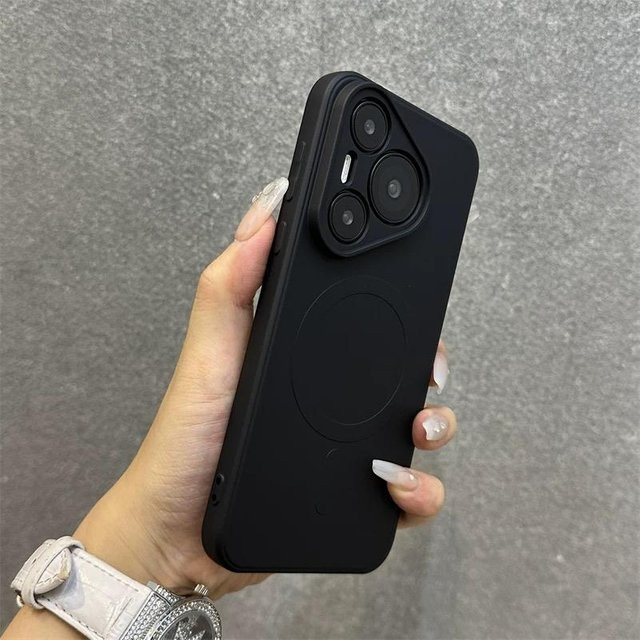 Stoßfeste Magnetische Flüssigsilikon Hülle für Huawei Pura 80 70 Ultra P60 P50 Mate 70 60 Pro Plus mit MagSafe Kompatibilität in Grau - Bild 1