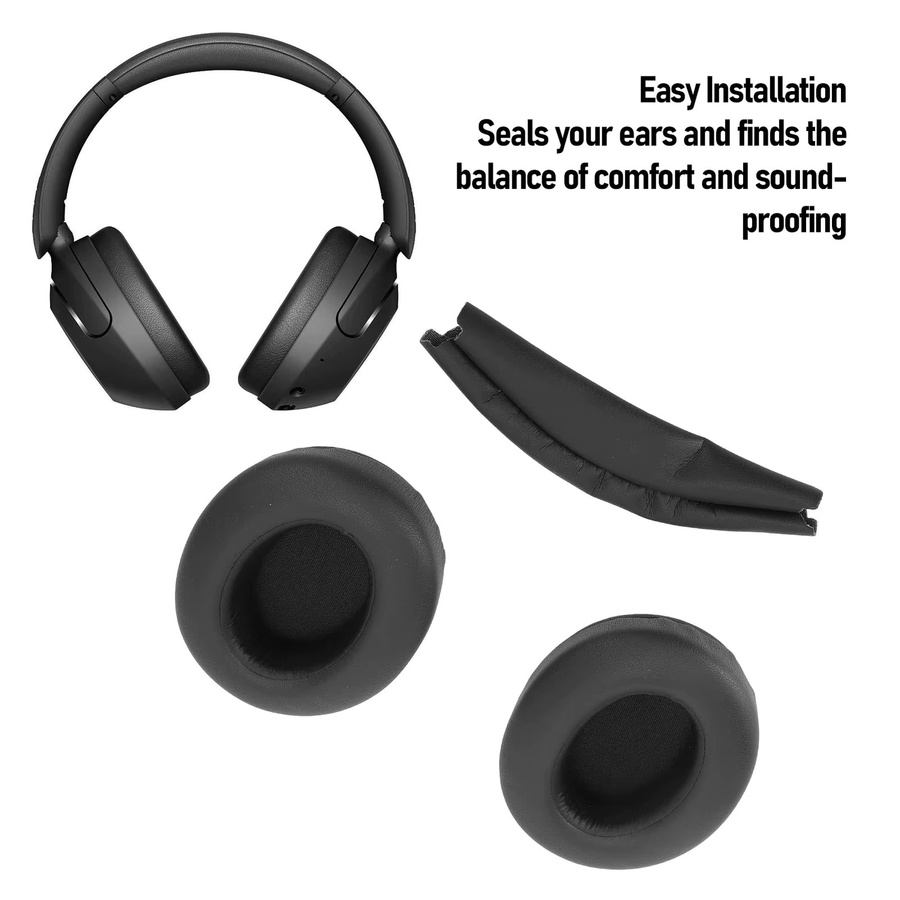 Sony Kopfhörer-Ohrpolster und Kopfbügel-Abdeckung aus Protein-Leder in Schwarz für WH XB910N - Bild 6