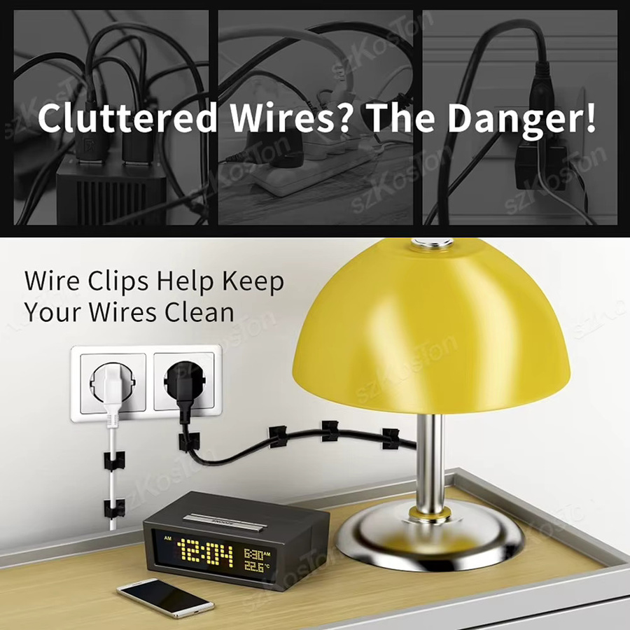 100 Stück Selbstklebende Kabel Organizer Clips in Schwarz zur Kabelmanagement Klemme für TV und Ladekabel - Bild 3