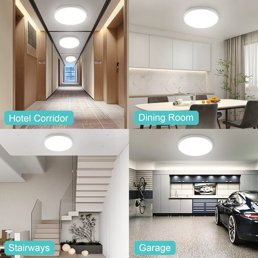 10 Stück Oraymin LED-Deckenleuchten in Weiß, 18 W, 1800 lm, 4000 K, rund, Durchmesser: 22 cm, mit Radar-Bewegungsmelder und Fernbedienung, IP54, modern - Bild 6
