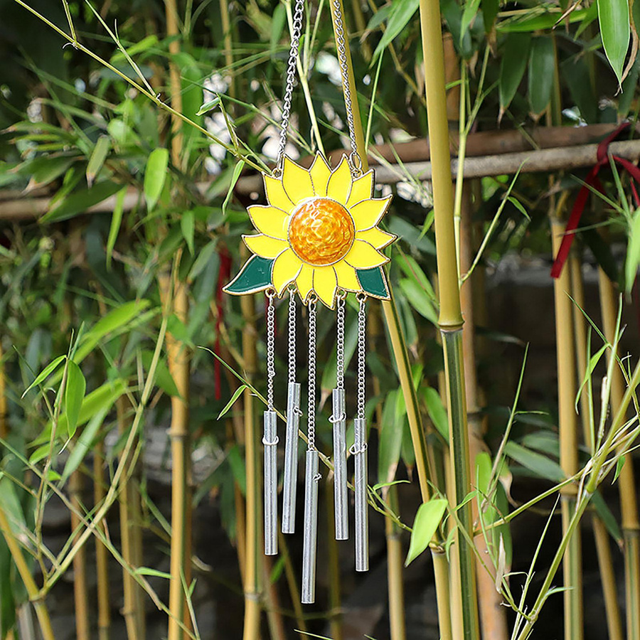 Tooarts Sonnenblumen Windspiel aus Metall in Mehrfarbig für Garten und Terrasse - Bild 3