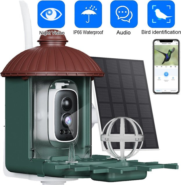 XVIM Smart Bird Feeder Kamera mit 4MP 2K HD Video, Solar Power und WiFi, Outdoor Vogelhaus mit Zwei-Wege-Audio - Bild 1