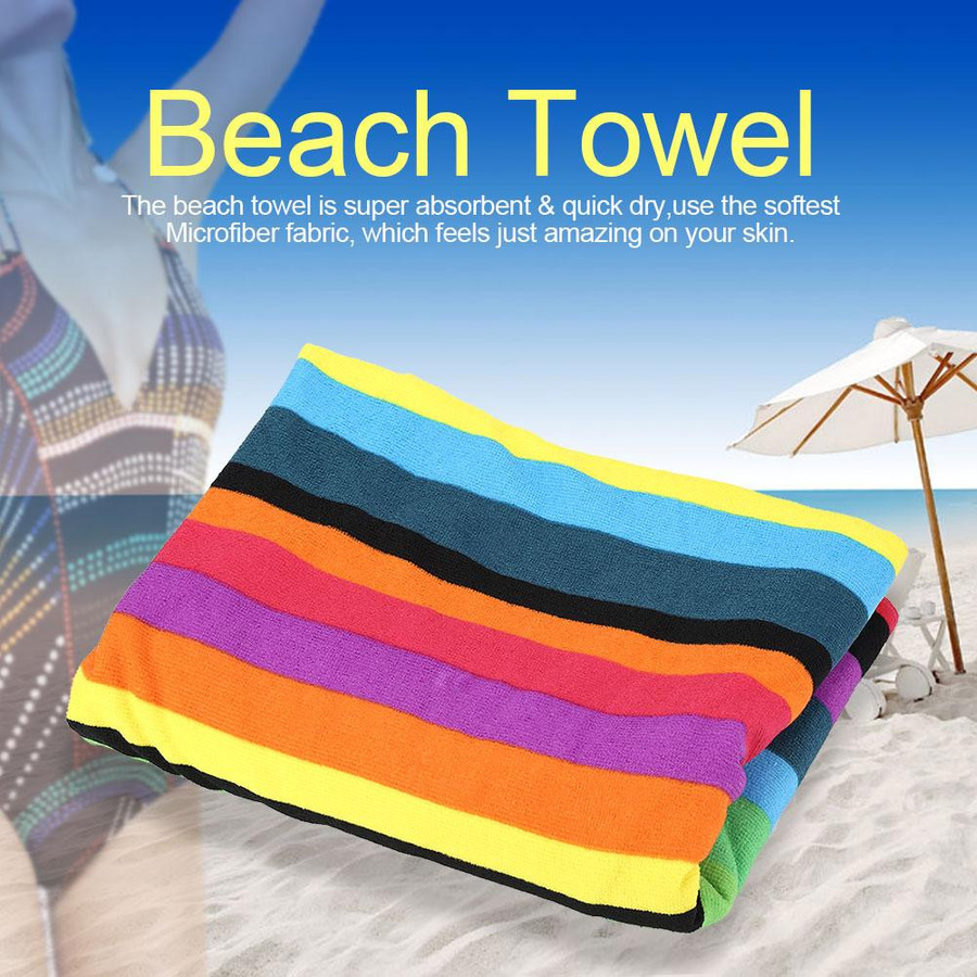 GoolRC Bade- und Strandtuch aus Mikrofaser, schnelltrocknend und wasserabsorbierend, gestreift, Multicolour, B x L: 100 x 180 cm - Bild 2