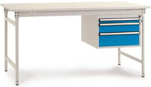 Manuflex BB5277.5012 Komplett-Beistelltisch BASIS stationär mit Kunststoff-Platte und Gehäuse-Unterbau in Blau und Weiß, B/T/H: 125,0 x 80,0 x 78,0 cm - Bild 1