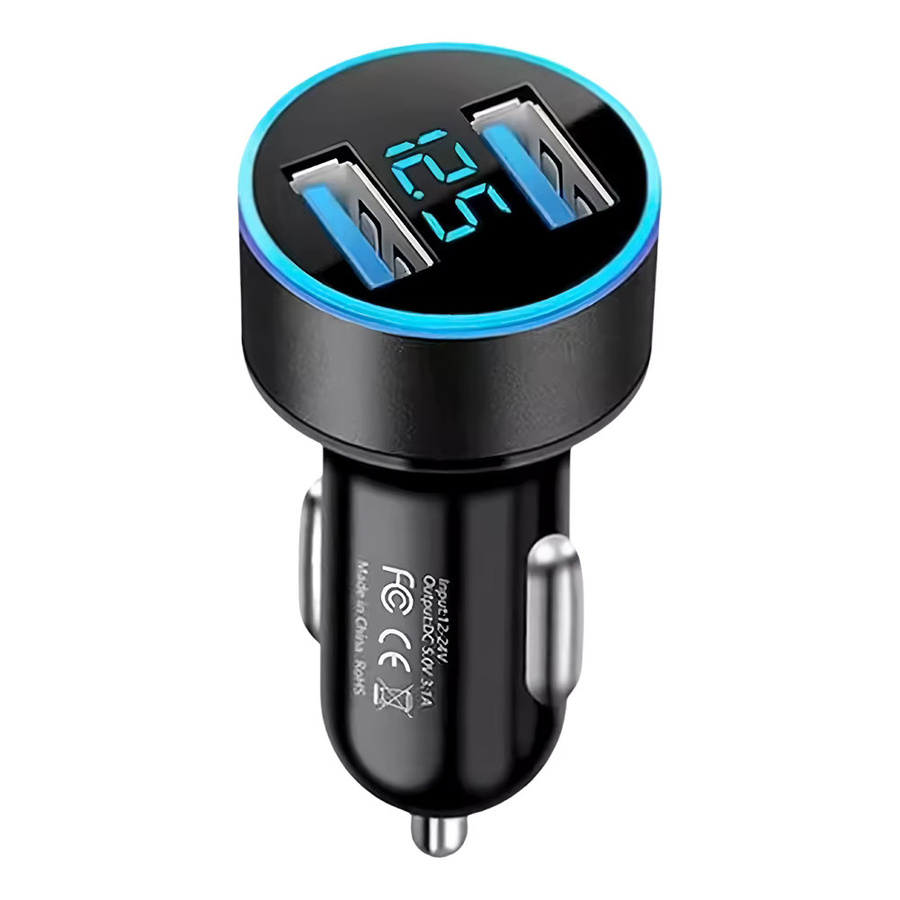 36W Auto-Schnellladegerät mit Spannungsanzeige, PD QC3.0 USB-C Zigarettenanzünder-Adapter in Schwarz für iPhone, iPad und Xiaomi - Bild 2