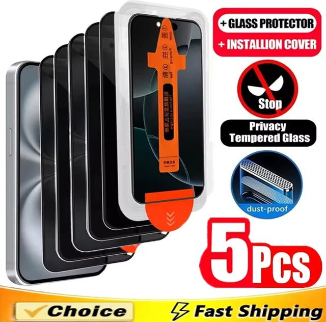 5er Pack Samsung Anti-Spy Panzerglas mit Privatsphäre-Schutz und Fingerabdruck-Entsperrung für Samsung A56 A55 A36 A35 A26 A24 A17 A16 A15 A13 A12 in Transparent - Bild 1