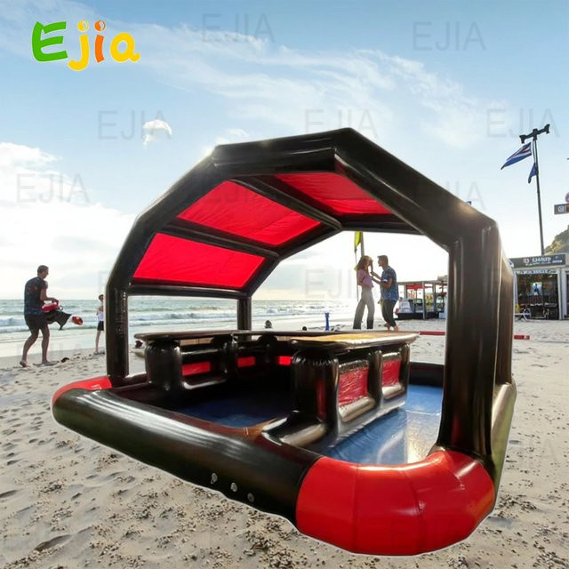 Aufblasbare schwimmende Poolbar Ejia als Pub Haus Wasser Bar Zelt für Gartenpartys und Events in Grün, Schwarz und Rot - Bild 1