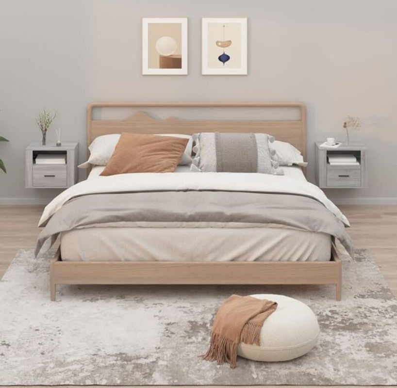 Vidaxl Wand-Nachttische 2er-Set in Grau Sonoma, klassisch aus Holzwerkstoff, B/T/H: 50 x 36 x 40 cm - Bild 1