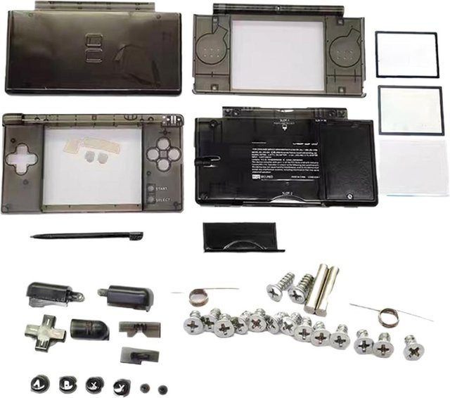 Nintendo DS Lite NDSL Ersatzschalen-Kit mit Tasten und Schrauben in Schwarz und Transparent - Bild 1