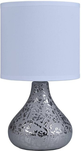 POCOline Keramik Tischleuchte Auri in Silber, B/T/H: 14 x 14 x 25 cm, E14 Fassung - Bild 1
