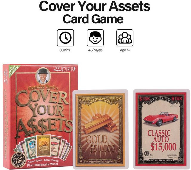 Igeteck Cover Your Assets Kartenspiel, Partyspiel, ab 7 Jahren, rot - Bild 1