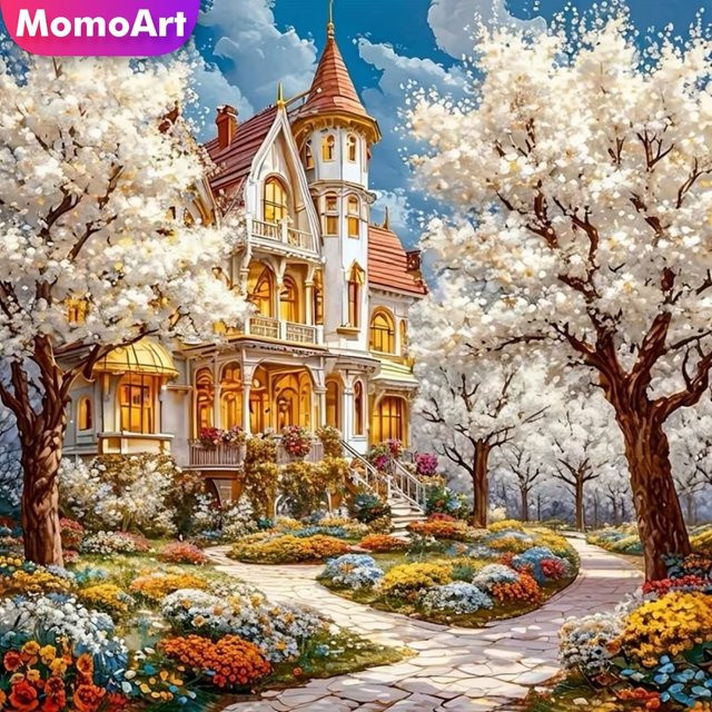 Momoart Diamantstickerei Landschafts-DIY-Gemälde mit Baum, Multicolour, B/H: 20 x 20 cm - Bild 1