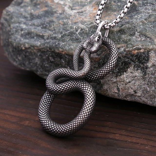 NORTHMAN Anhänger Schlange, Edelstahl, Silber, Vintage, Unisex - Bild 1
