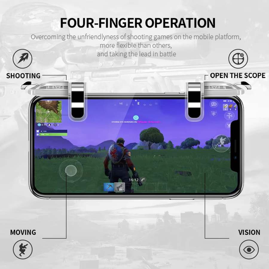 DATA FROG Mobile Gamepad Controller mit L1R1 Trigger Fire Buttons für Shooter Spiele in Weiß - Bild 2