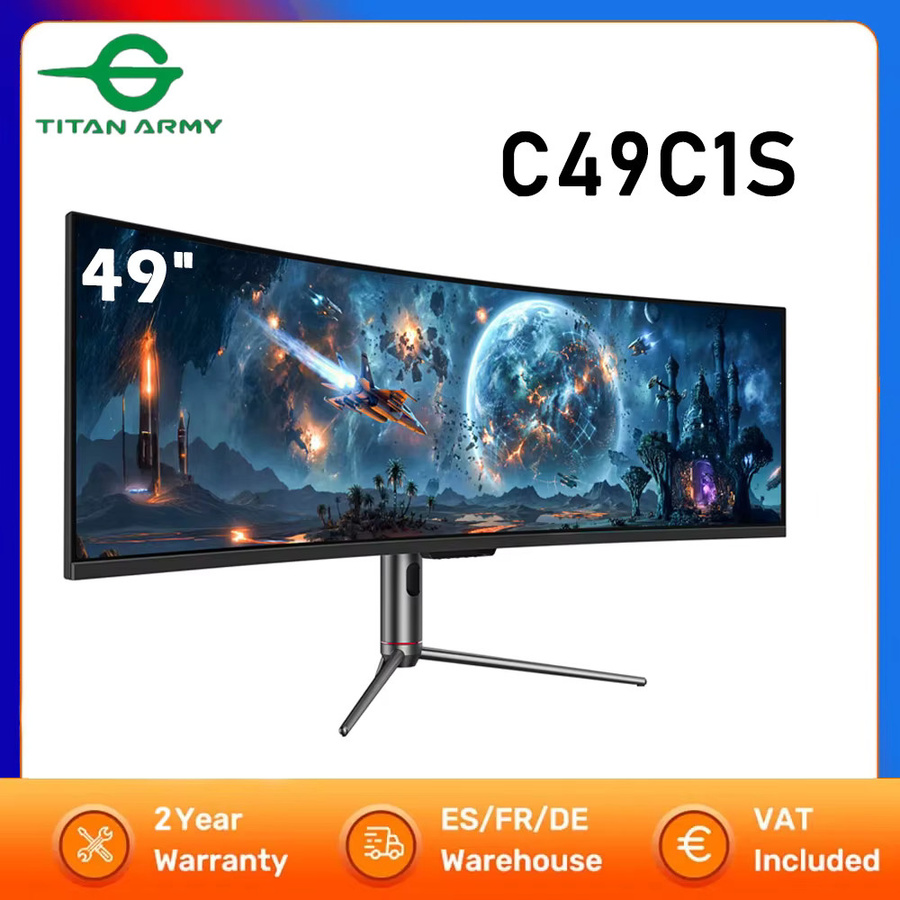 Titan Army C49C1S 49 Zoll Curved Gaming Monitor Dual QHD 5120x1440 240Hz 1ms MPRT HDR400 KVM PIP PBP USB-C 65W 1800R Ultra-Breitbildschirm Schwarz - Bild 5