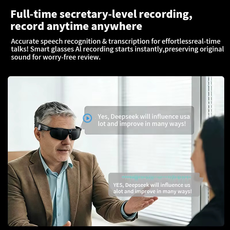 LIGE AI Smart-Brille für Herren mit 800W Kamera, Sprachassistent, Echtzeit-Übersetzung und 4GB Speicher in Schwarz - Bild 6