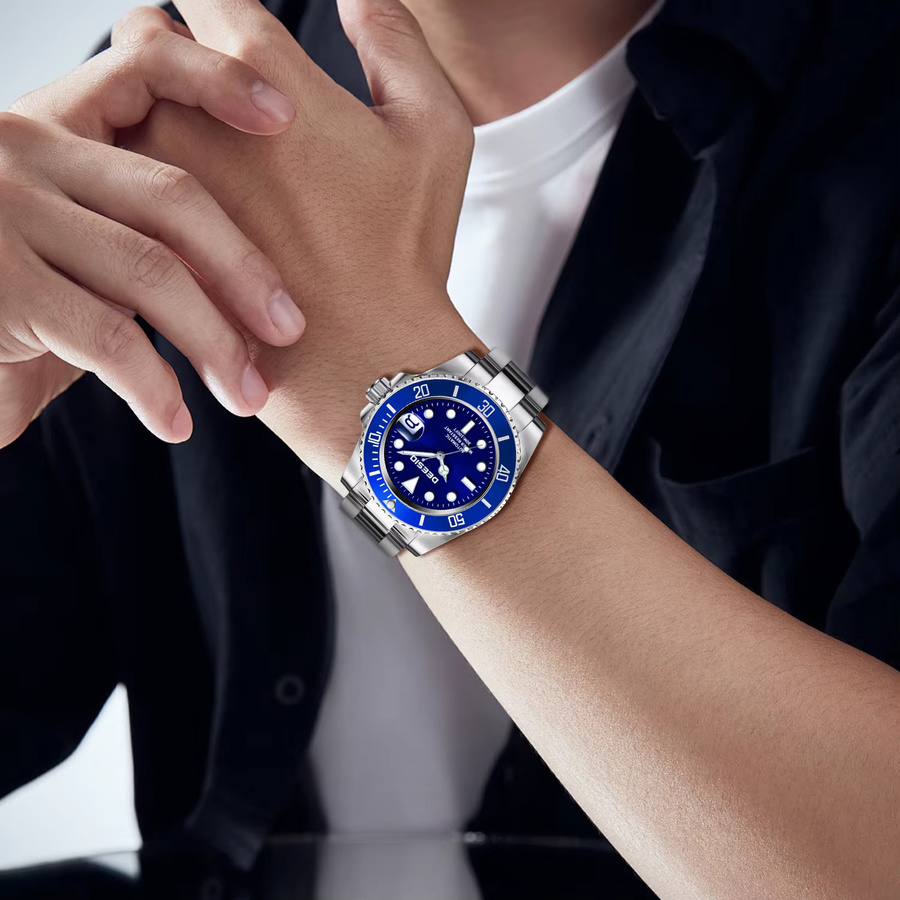 Deesio Armbanduhr, Automatik, Edelstahl, Herren, Blau, Datum - Bild 5