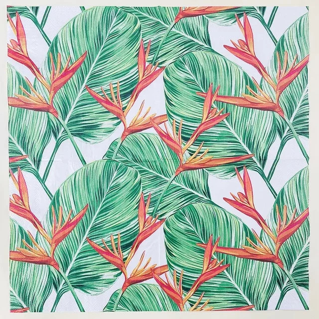 GUANYAO Papier-Servietten mit Palmenblättern und Paradiesvogelblüten in Multicolour, 33 x 33 cm - Bild 1