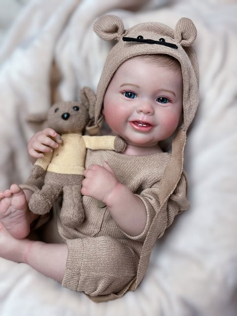 Aizwa Neugeborenen-Babypuppe, Plüsch / Textil, Braun, 18 Zoll - Bild 1