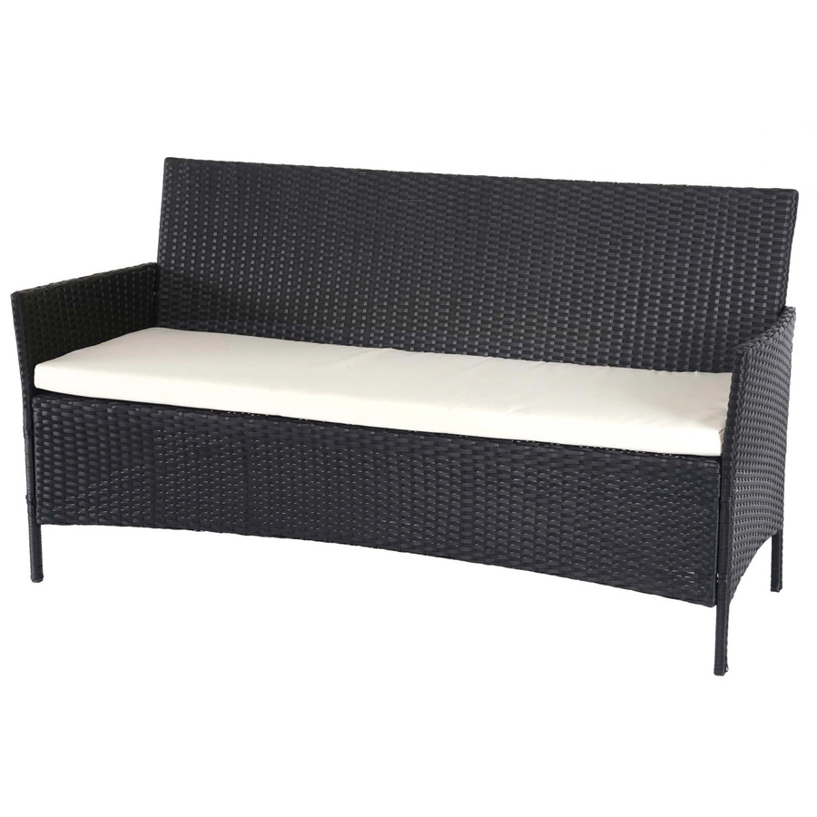 PROREGAL 3-Sitzer Poly-Rattan Gartenbank Halden mit Armlehnen in Anthrazit und cremefarbenen Kissen, H x B x T: 82 x 154 x 60 cm - Bild 2
