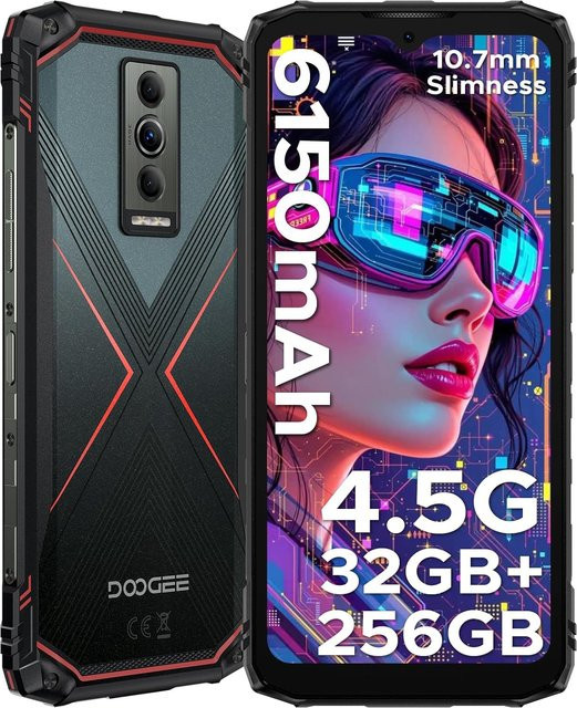 DOOGEE Blade10 PRO Smartphone mit 256 GB Speicher, 6,56 Zoll Display, 50 MP Kamera, 6150 mAh Akku und Android 15 in Rot - Bild 1
