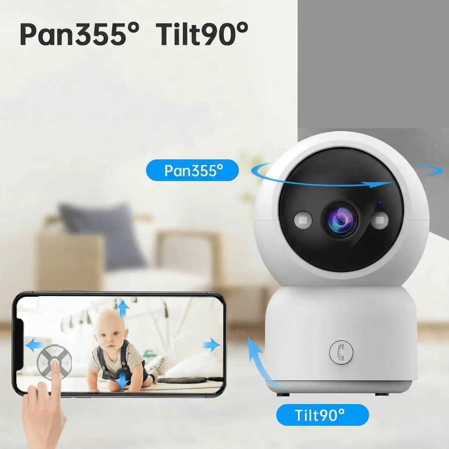 Overscam Mini 5MP WLAN IP-Kamera in Weiß mit Cloud365 App-Steuerung, 360° Schwenk- und Neigefunktion, Automatischer Verfolgung sowie Zwei-Wege-Audio zur Baby- und Haustierüberwachung - Bild 4