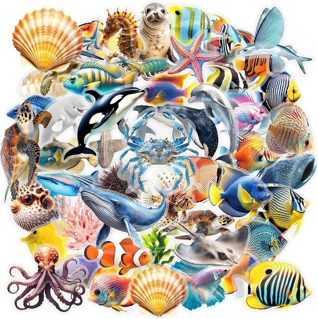 Disney Graffiti-Aufkleber, Meereslebewesen, transparent, multicolour, 10-teiliges Set - Bild 1
