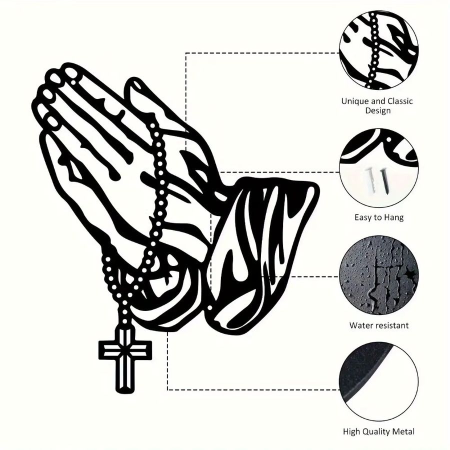 CIFbuy Gebetskreuz Metallwandkunst in Schwarz als christliches Ornament für Wohnzimmer, Schlafzimmer oder Büro - Bild 4
