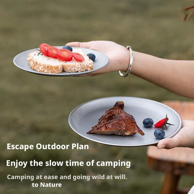 Stapelbare Titan-Essplatte für Outdoor-Aktivitäten wie Camping und Wandern - Bild 1